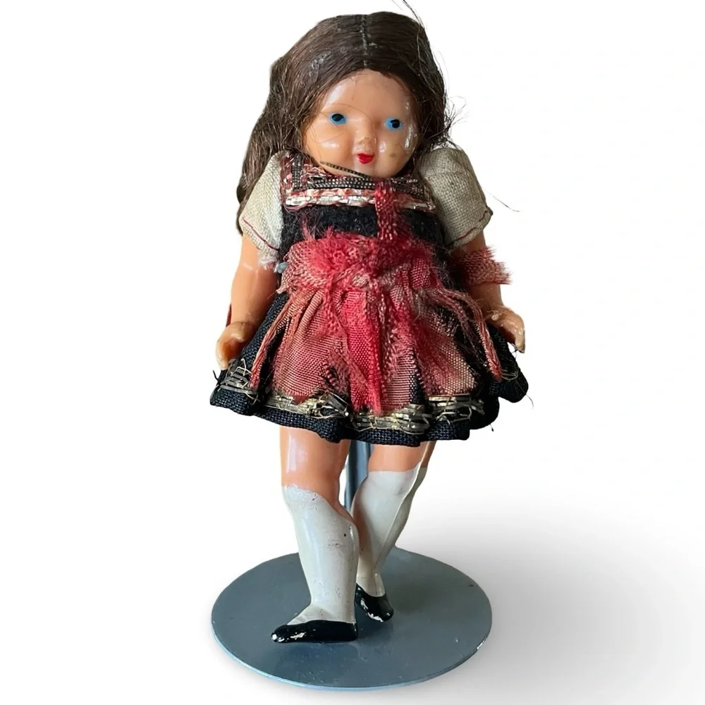 Vintage Trachten Doll with Stand